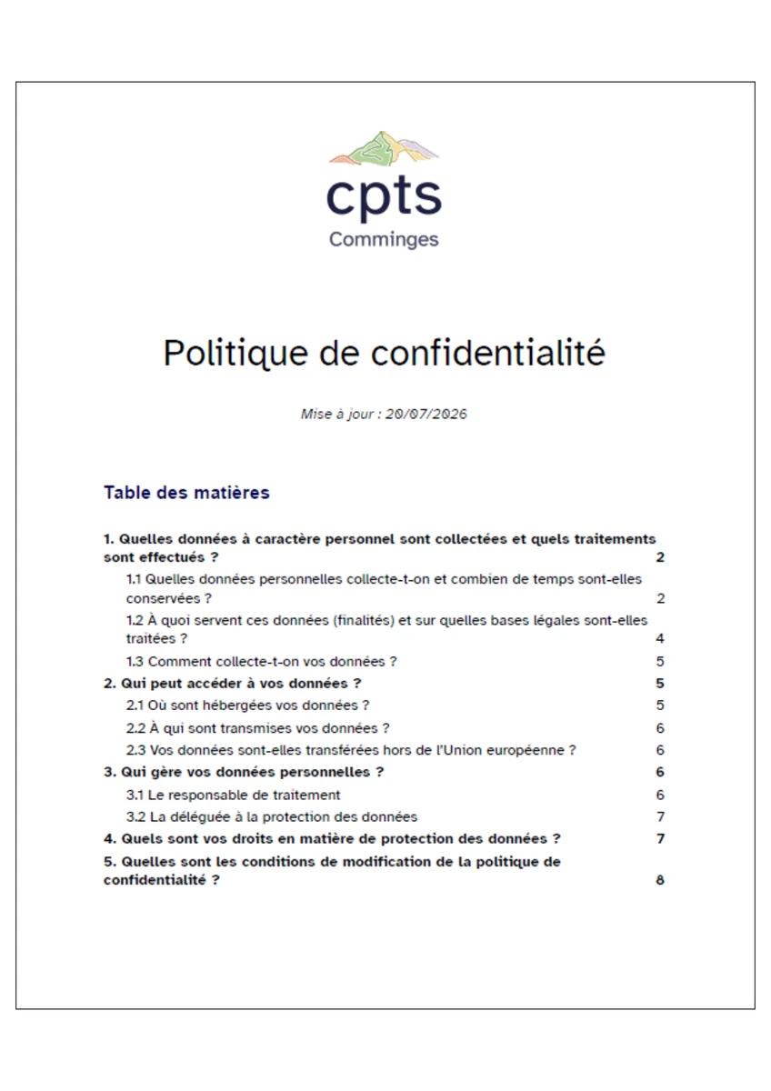 Lien vers la politique de confidentialité
